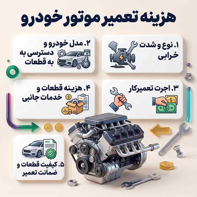 هزینه تعمیر موتور خودرو چقدر است و به چه عواملی بستگی دارد؟