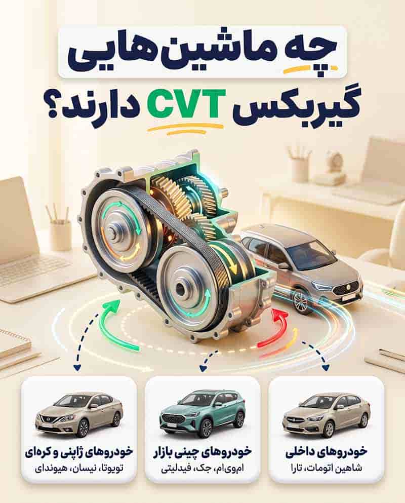 چه ماشین‌هایی گیربکس CVT دارند؟ فهرست خودروهای بازار ایران