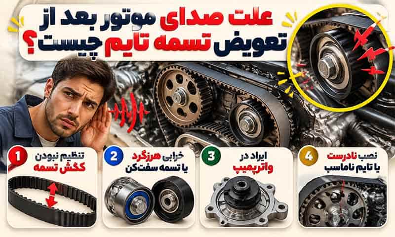 علت صدای موتور بعد از تعویض تسمه تایم