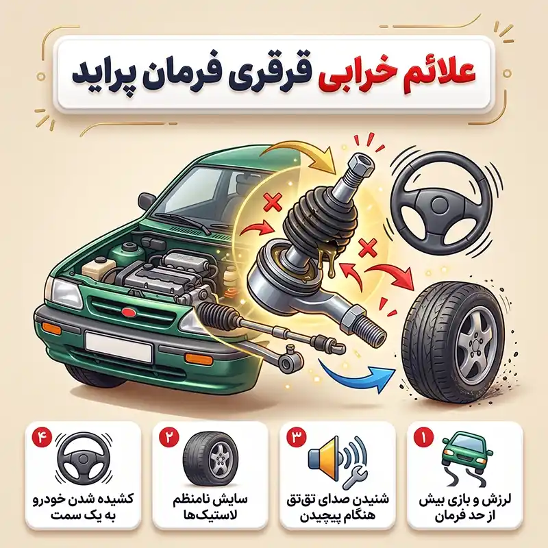 علائم خرابی قرقری فرمان پراید + راهکارهای تعمیر